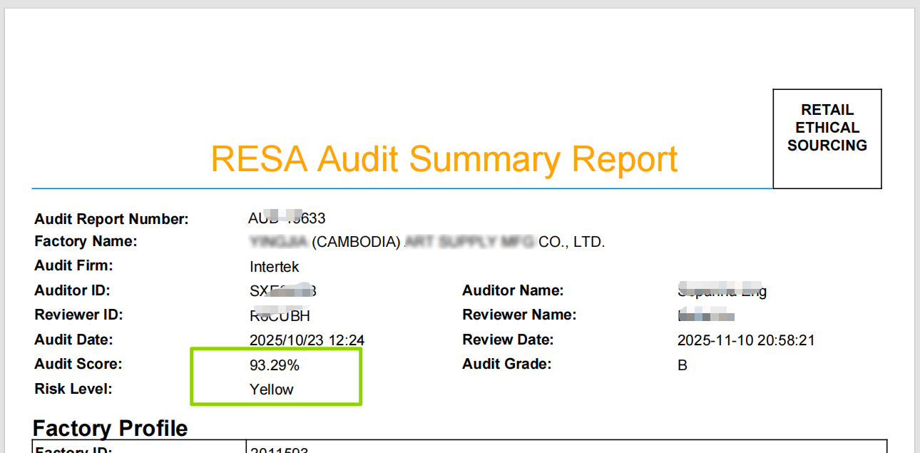 恭喜柬埔寨YJ工厂获得高分顺利通过家得宝人权验厂